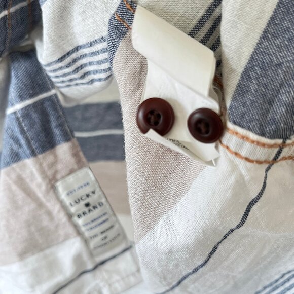 Lucky Brand Classic Fit Boardwalk Stripe Button Down Cotton Long Sleeve - Picture 9 of 10
